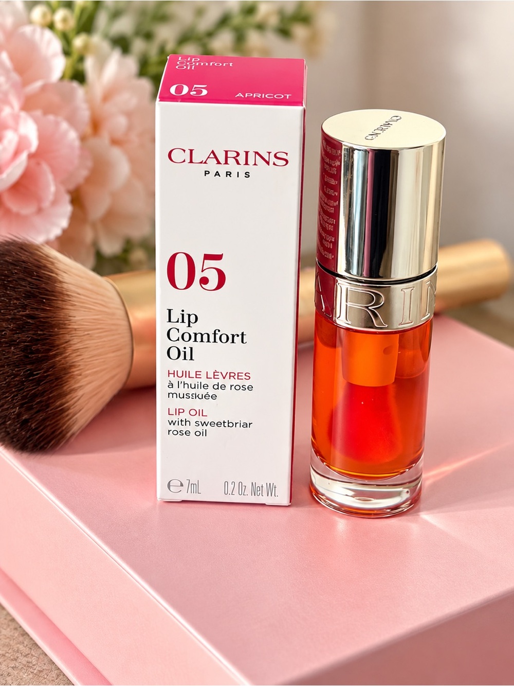 Clarins Lip Comfort Oil 05 Apricot — Orange & Gold Packaging
